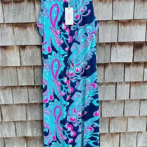 NWT Britt pink, navy, green racer back maxi dress Size: L